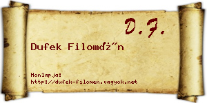 Dufek Filomén névjegykártya